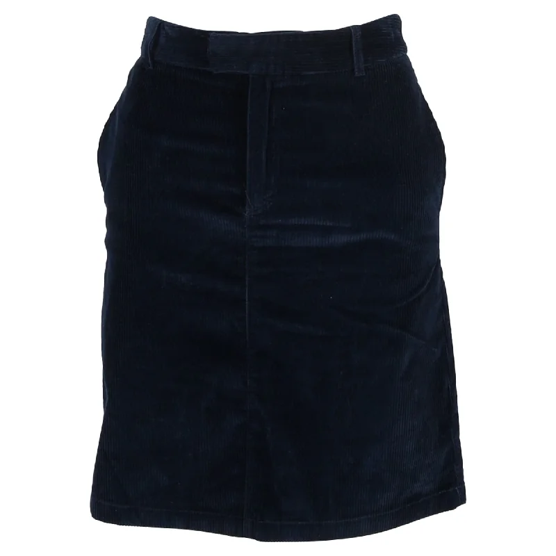 A.P.C. Mini A-Line Skirt in Navy Blue Corduroy