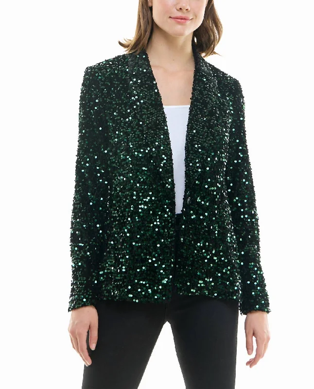 Dani Velvet Sequin Jacket In Emerald